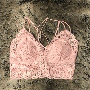 NWT Lace Bralette PINK rose gold shimmer - Small